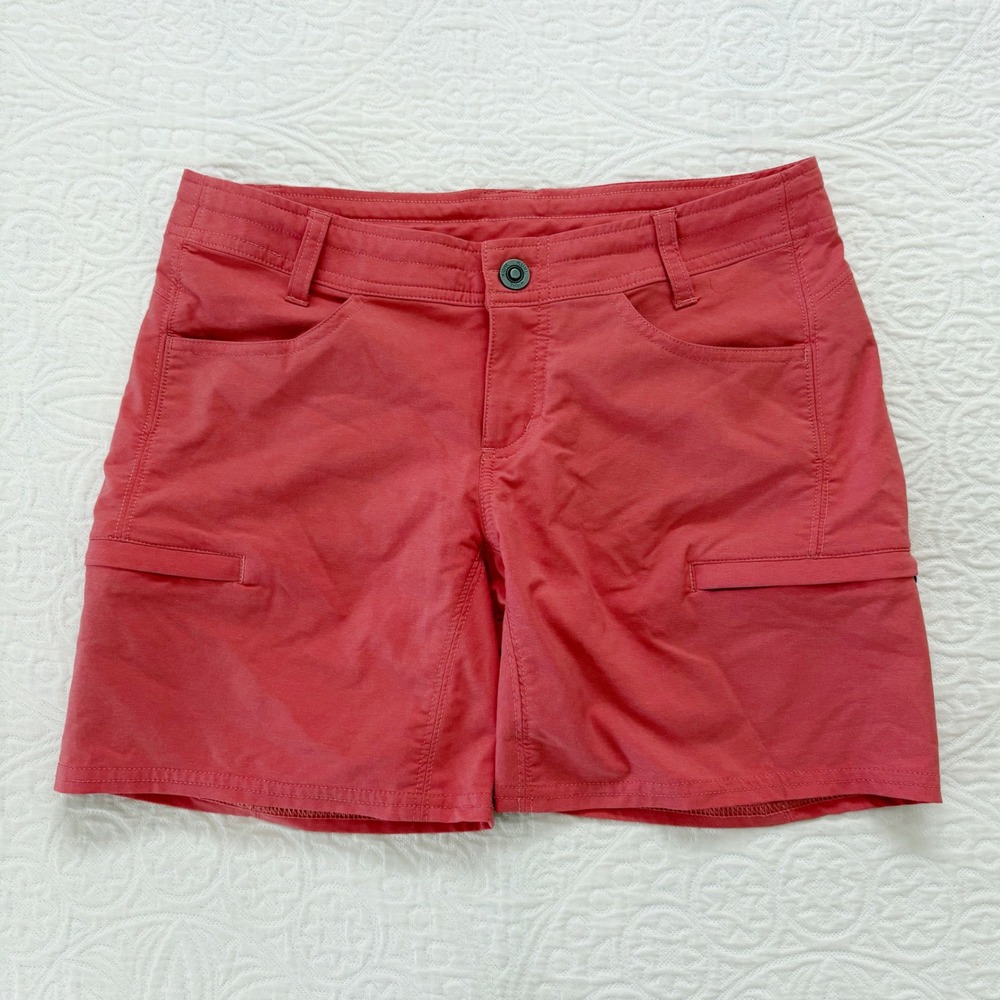 Kuhl Women's Anfib Lightweight Quick Dry‎ Cargo Shorts, Coral Red Sz 4